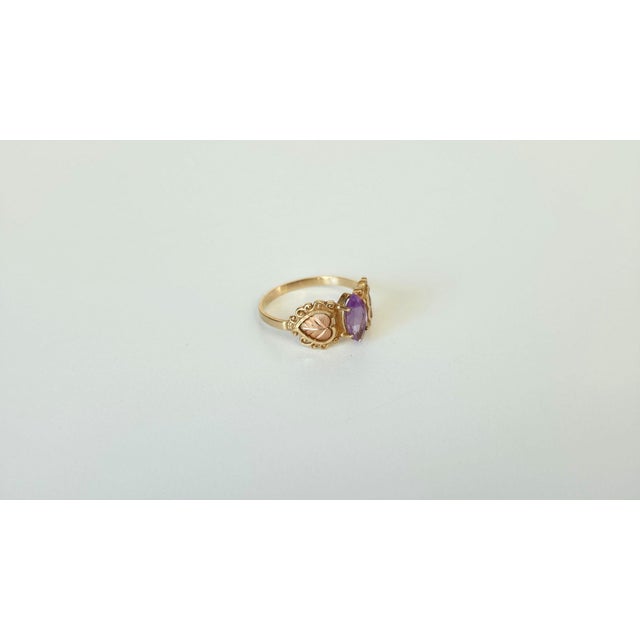 Gold Antique 14k Yellow and Rose Gold Amethyst Sweetheart Ring, Circa 1890–1910, Size 10 For Sale - Image 8 of 17