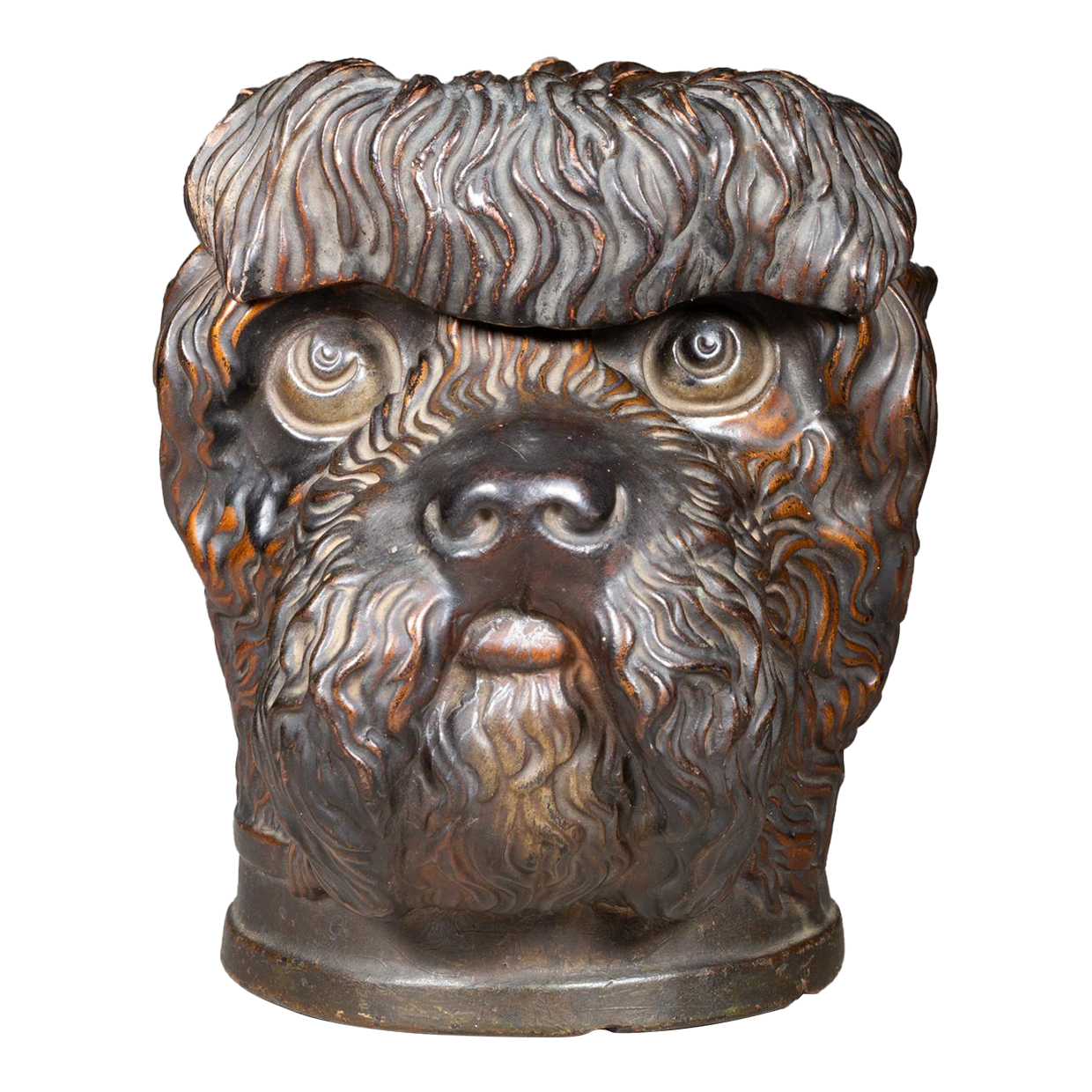 Late 19th C. Bernard Bloch Terracotta Dog Head Tobacco Jar c.1890