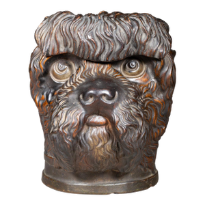 Late 19th C. Bernard Bloch Terracotta Dog Head Tobacco Jar c.1890