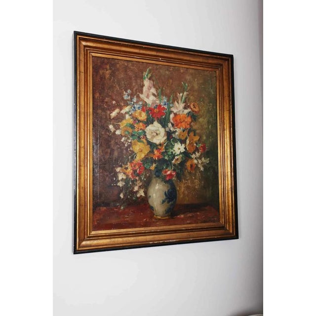 2000 - 2009 Alphonse Van Beurden, Flower Still Life, Oil Painting on Canvas For Sale - Image 5 of 5