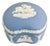 1980s Vintage English Hollywood Regency Wedgwood Blue Trinket Box, Hellenic Greek Images For Sale