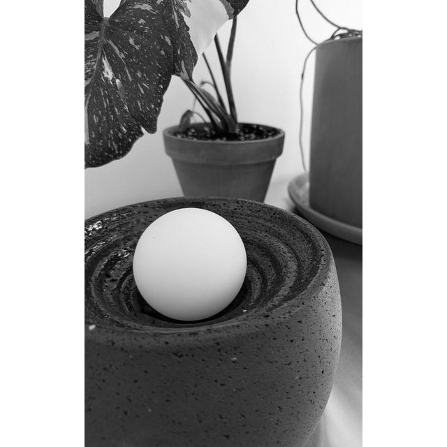 Contemporary Caldera Partially Glazed Lava Stone Table Lamp by Clemence Birot For Sale - Image 3 of 18