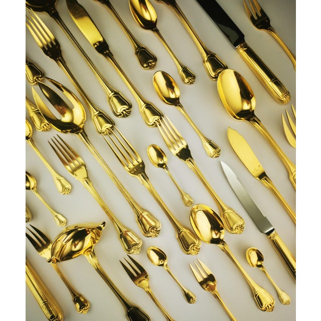 Vintage Solid Silver with Gold Finish Cutlery Set for 12 People from Christofle & Cardeilhac, 1950s, Set of 138 For Sale - Image 18 of 18