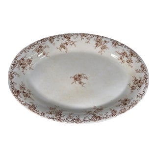 Antique Bourne & Leigh Burslem Ironstone Aberdeen Pattern Brown Transferware Oval Platter, c.1900 For Sale