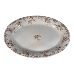 Antique Bourne & Leigh Burslem Ironstone Aberdeen Pattern Brown Transferware Oval Platter, c.1900