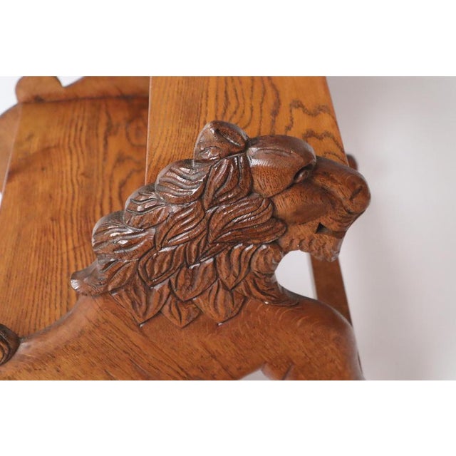 Victorian Oak Lion Library Ladder, 1900 For Sale - Image 16 of 18