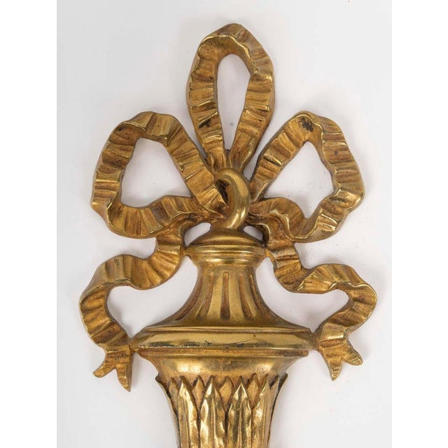 Louis XVI Style Bronze Sconces, Early 20th Century, Set of 2 For Sale - Image 3 of 8