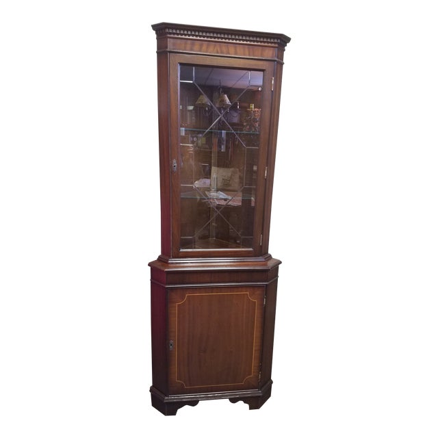 Vintage Wooden Display Corner Cabinet Chairish