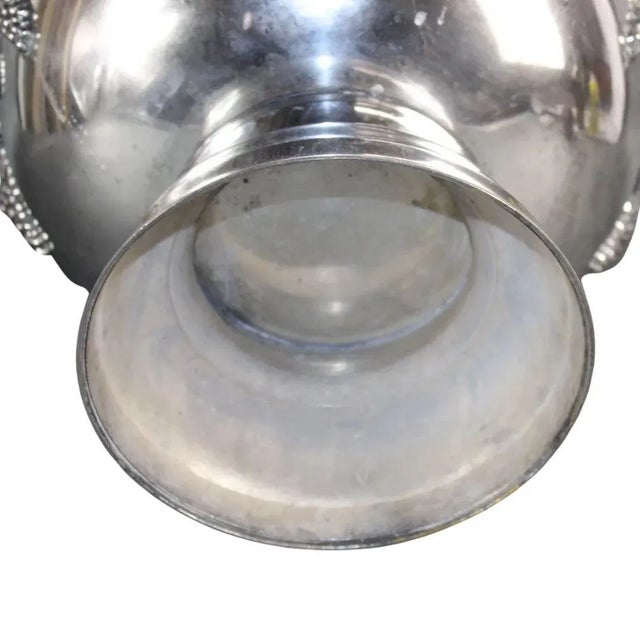 French Mid 20th Century French Repoussé Silverplate Footed Champagne Urn With Grapes For Sale - Image 3 of 4