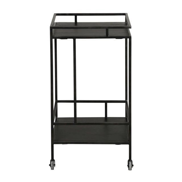 Modern Black Iron Square Caster Bar Cart For Sale - Image 3 of 9