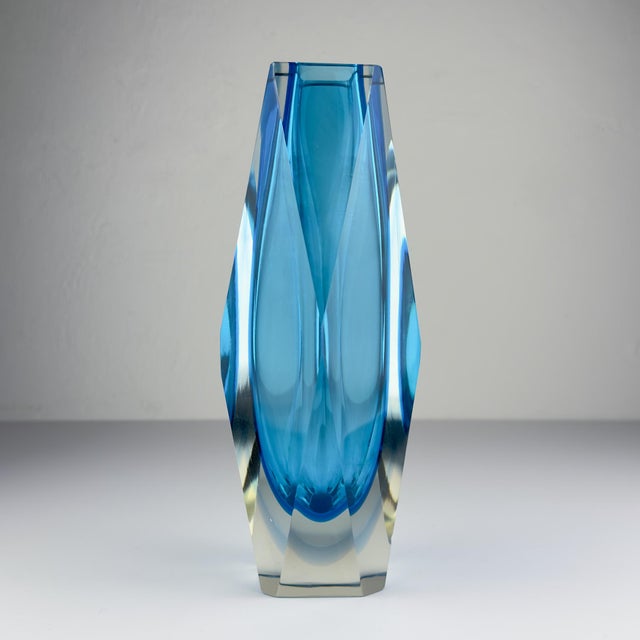 Sommerso Blue Murano Glass Vase, 1970s For Sale - Image 13 of 18