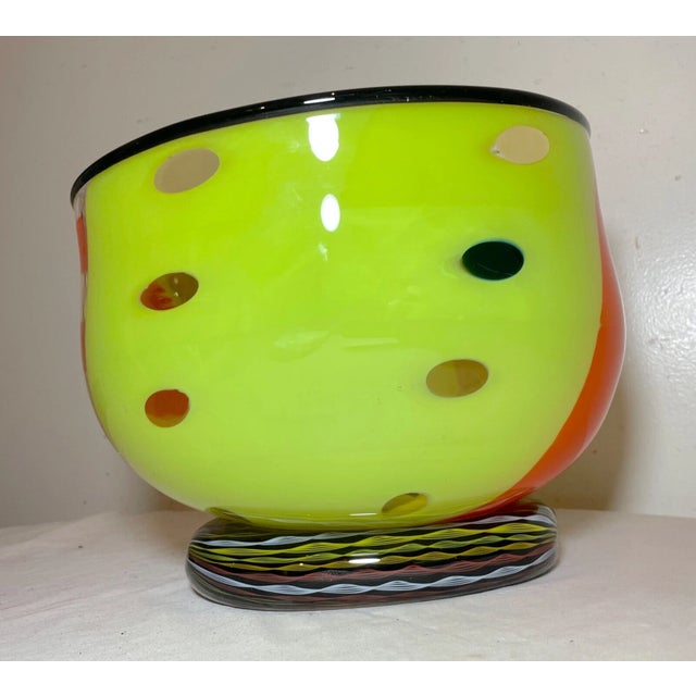 Large Blown Harry Stuart RPM Studio Centerpiece Bowl Art Glass Sculpture Vase For Sale - Image 9 of 14