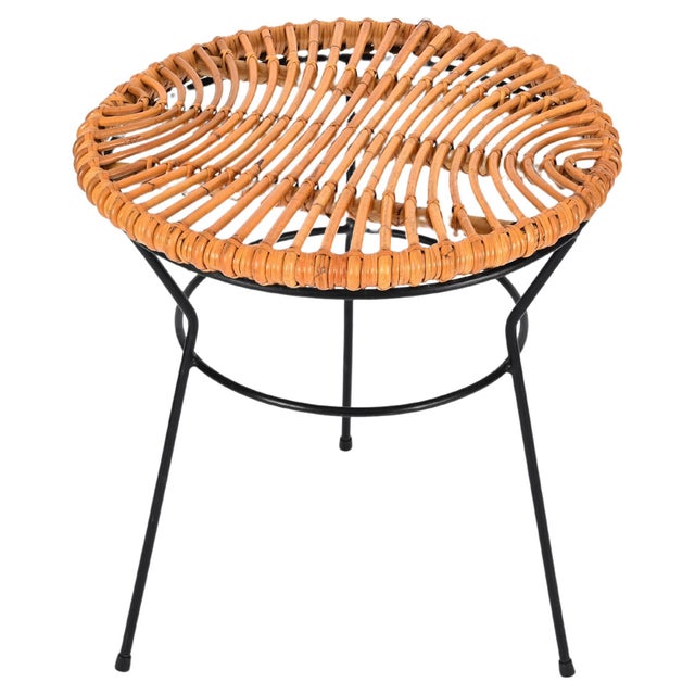 French Riviera Rattan, Wicker and Iron Coffee Table by Roberto Mango, Italy, 1960s For Sale - Image 14 of 14
