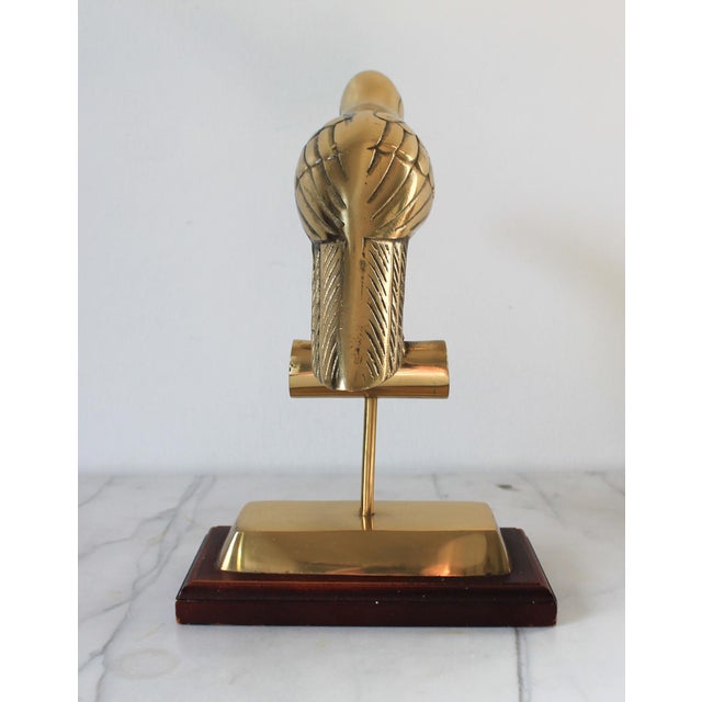 Mid 20th Century Vintage Brass Tucan Bird Sculpture Mounted on Wood Base. For Sale - Image 5 of 11