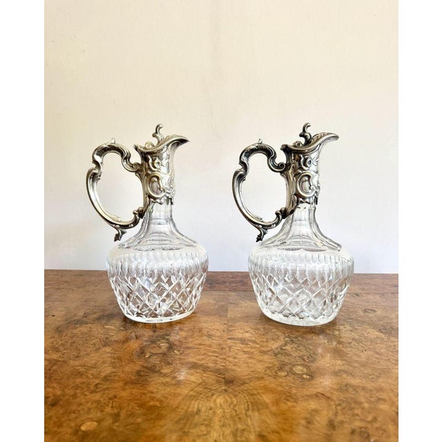 Antique Edwardian Silver-Plated Claret Jugs, 1900s, Set of 2 For Sale - Image 3 of 6