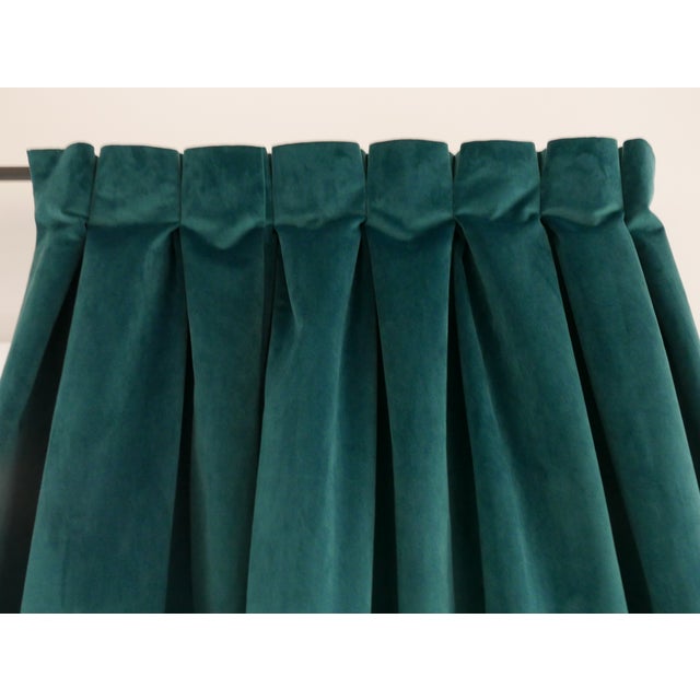 Custom Blue Green Velvet Curtains - a Pair | Chairish