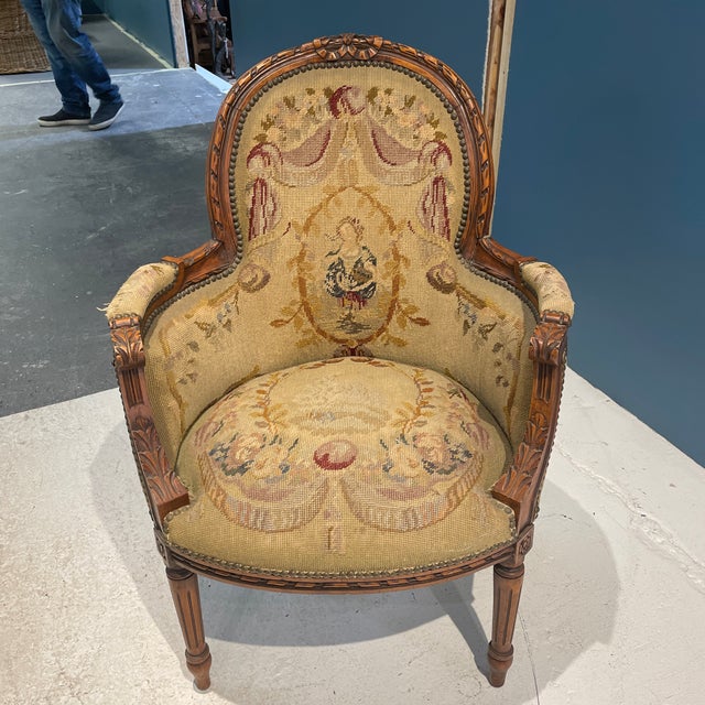 Antique Needlepoint Louis Bergere Chair Chairish