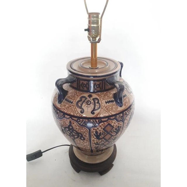 Hand Painted Table Lamp in Ceramic by Paterna Majolica Dart, 1970s, in Very Good conditions. Designed 1970 to 1979 This...