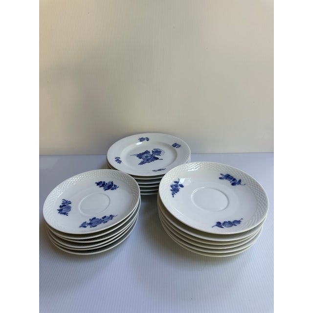 18 pieces of vintage 1980's ROYAL COPENHAGEN dishes sets Six (6) of each: 7.5" salad plates, 7" large saucers/bread...