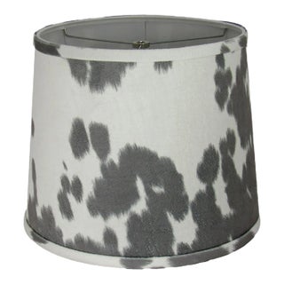12" Gray Faux Cowhide Drum Lamp Shade For Sale