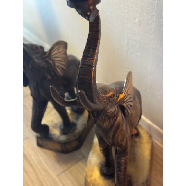 Vintage Mid-Century Solid Bronze Elephant Pedestal Tables – Pair For Sale In Miami - Image 6 of 13