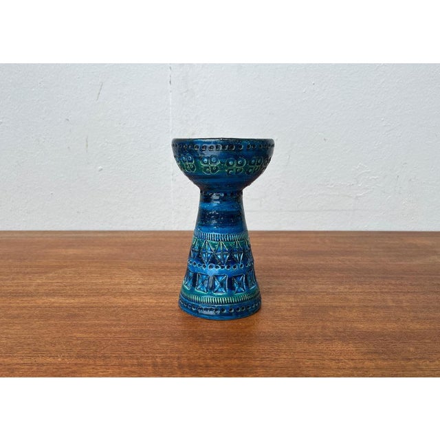 Ceramic Mid-Century Rimini Blu Pottery Candleholder by Aldo Londi for Bitossi, Italy, 1960s For Sale - Image 7 of 14