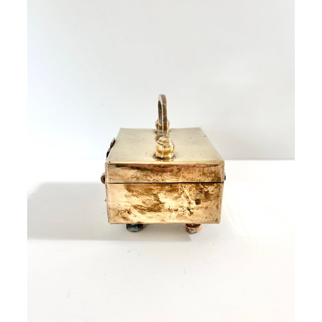 Vintage Brass Locking Box With Handle – Small Jewelry Casket, Desk Valet or Decorative Trinket Box For Sale In Louisville - Image 6 of 9