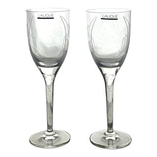 Lalique Angel Champagne Glasses - a Pair For Sale