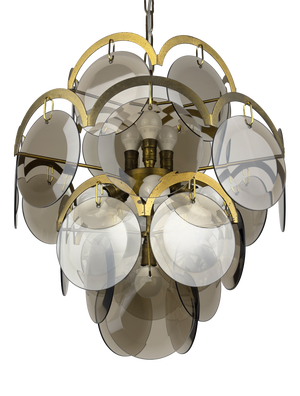 Vintage Italian Smoked Murano Chandelier by Gino Vistosi, 1970s