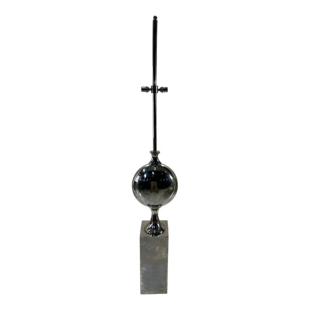 1960s Philippe Barbier Nickel and Chrome Floor Lamp For Sale