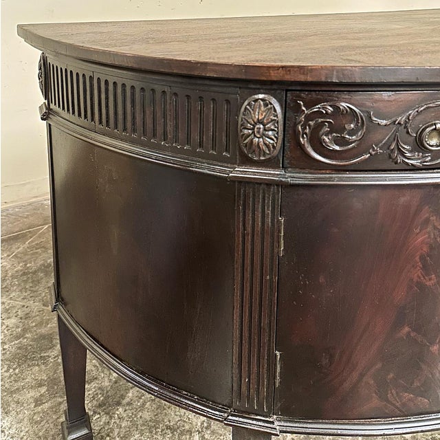 19th Century English Neoclassical Demilune Buffet Ca. 1890 For Sale - Image 11 of 18
