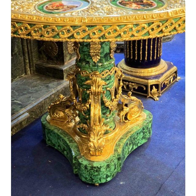 Rococo Rococo Round Dining Table With Gold Details & Green Finish For Sale - Image 3 of 7