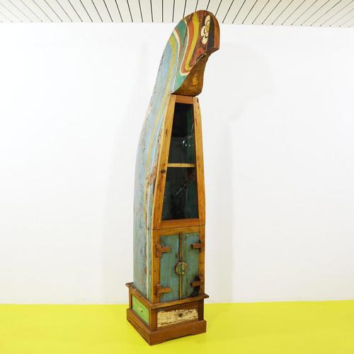 Wooden Bookcase with Glass Door and Painted Boat Section For Sale - Image 18 of 18