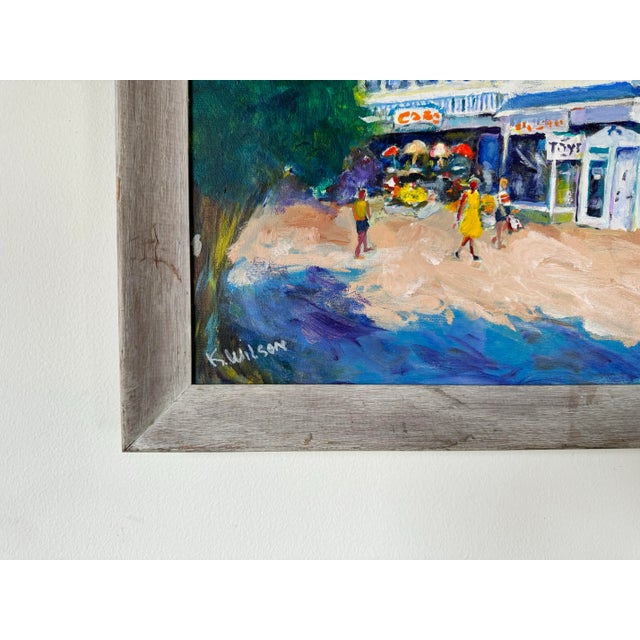 1970s 70's K. Wilson Impressionist Village Street Scene Oil Painting, Framed For Sale - Image 5 of 9
