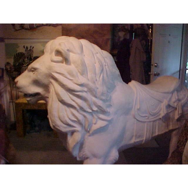 African Huge Lifesize Fiberglass Sculpture Reproduction of Dentzel Carousel Lion Offered by Antoinette For Sale - Image 3 of 9