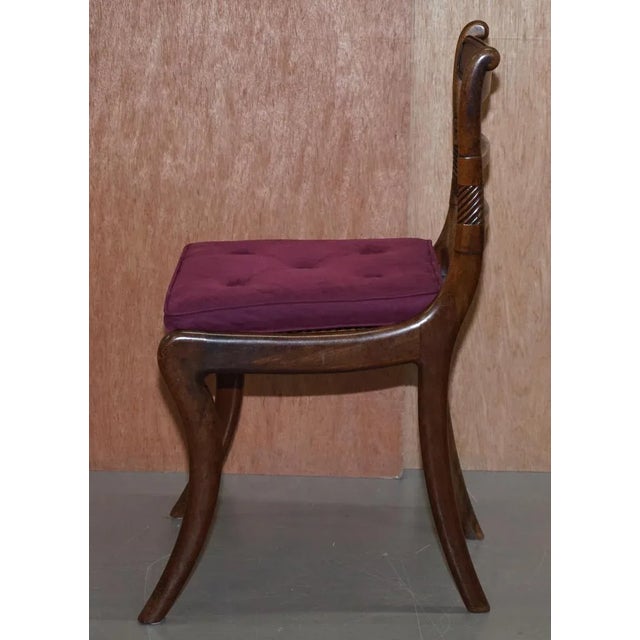 Regency Hardwood Bergere Dining Chairs in Velvet, Set of 6 For Sale - Image 13 of 18