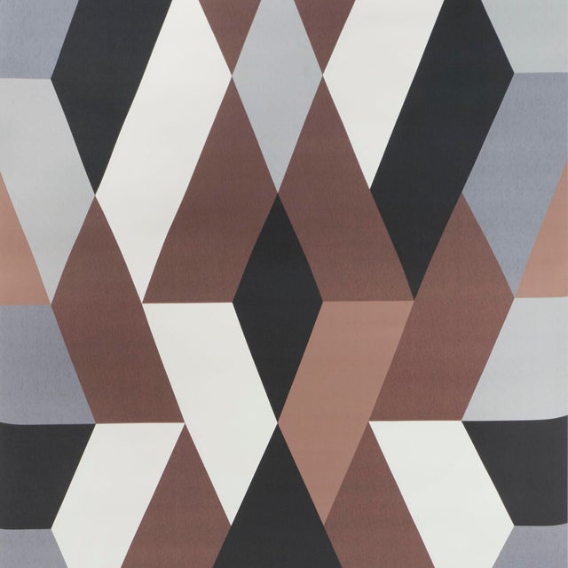 Sample - Schumacher X Clements Riberio Deco Diamonds Wallpaper in Carbon For Sale
