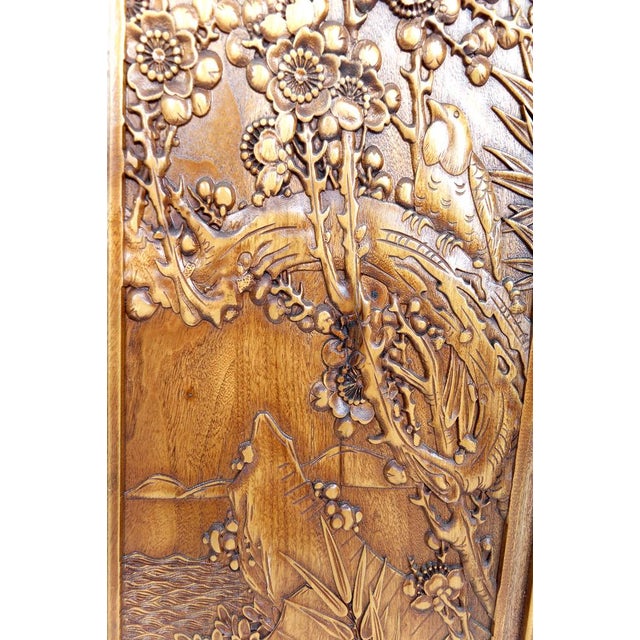 Carved Wooden Panels with Floral and Animal Decorations, Indochina / Vietnam, Early 20th Century, Set of 3 For Sale - Image 11 of 17