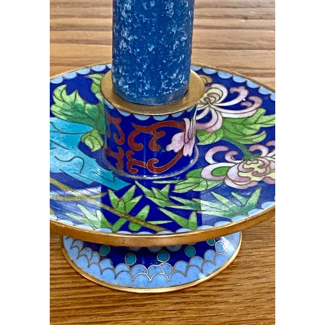 Vintage Blue Cloisonne Candlesticks a Pair Chairish