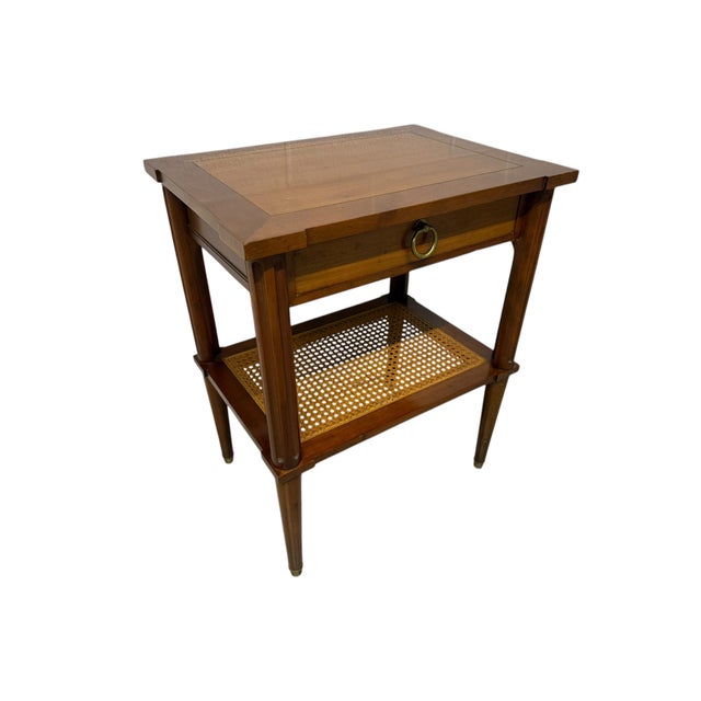 Traditional Mid 20th Century Baker Rattan End Table For Sale - Image 3 of 11