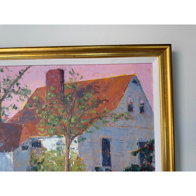 Vintage Anne Thiffault Impressionist Country House Landscape Oil on Board Painting, Framed For Sale In Miami - Image 6 of 11
