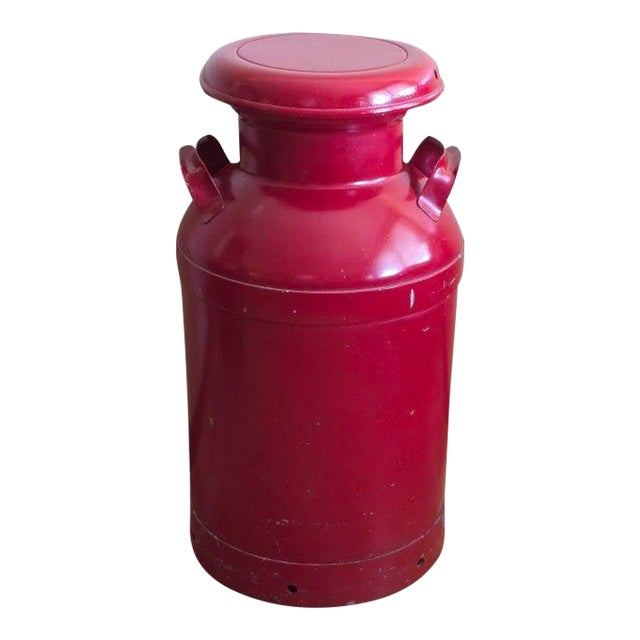 Vintage Penn-Michigan 10-Gal Steel Milk Can Red With Lid & Handles For Sale