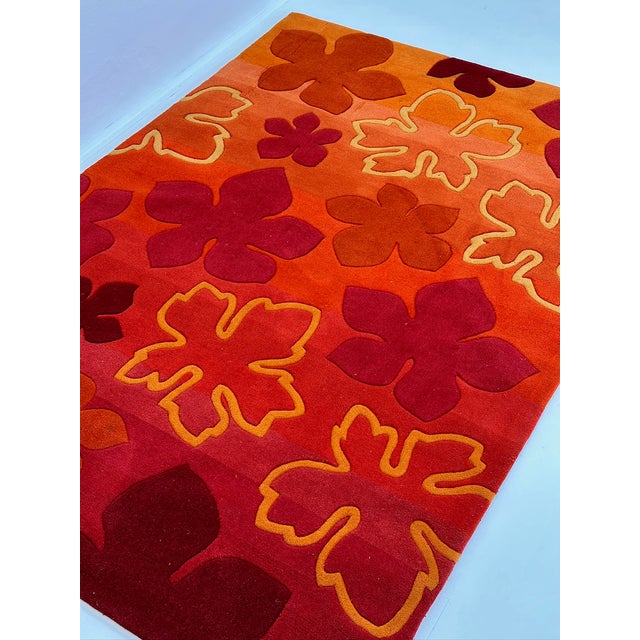 Floral Rug with Cushions, 1980s, Set of 3 For Sale - Image 9 of 12