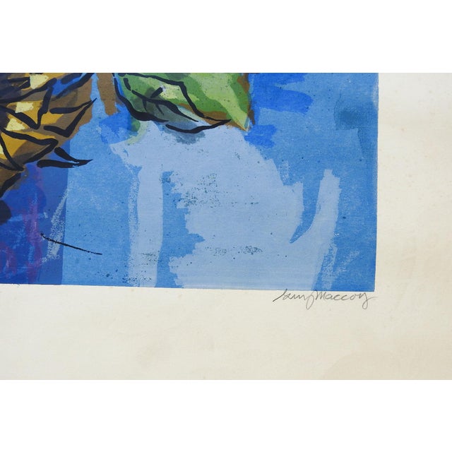 Mid-Century Modern Mid 20th Century Modernist Sunflowers Serigraph Print by Guy MacCoy For Sale - Image 3 of 5