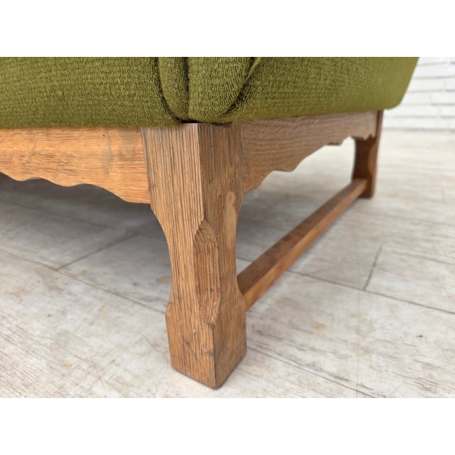 1970s 3-Seater Danish Sofa in Green Furniture Wool and Oak Wood, 1970s For Sale - Image 5 of 18