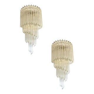 Venetian Quadriedro Twist Murano Glass Wall Sconces by Simoeng, Set of 2 For Sale