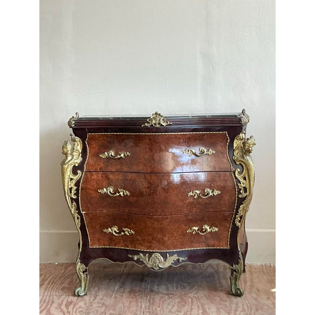 Wood Vintage Regency Burl and Ormolu Chest of Drawers For Sale - Image 7 of 12