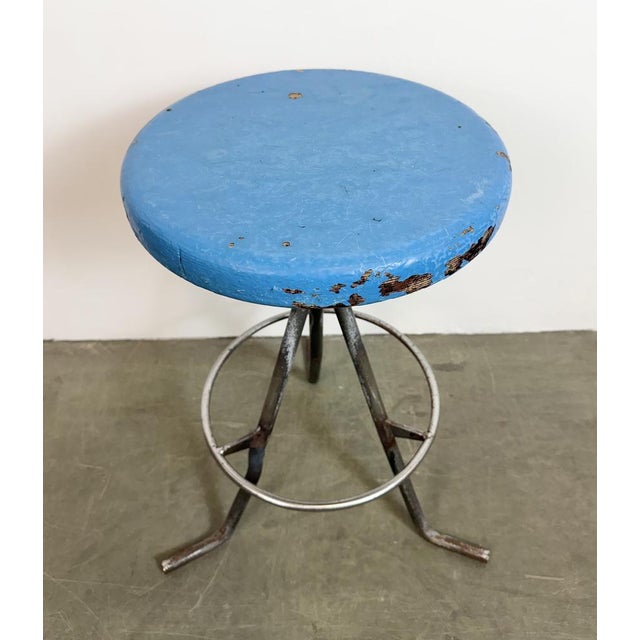 Mid-Century Modern Industrial Grey Workshop Stool, 1960s For Sale - Image 3 of 18