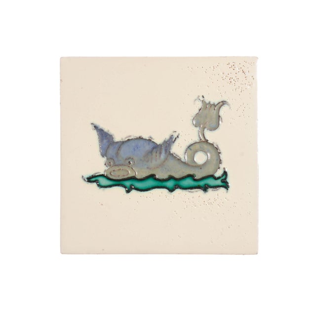 Ceramic Set of 5 Belgian Faience Tiles of Imaginary Fish, C. 1920 For Sale - Image 7 of 12