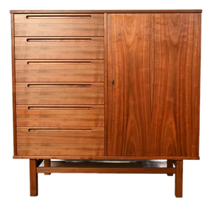 1970s Nils Jonsson Walnut Dresser Gentlemans Chest Wardrobe Danish Modern, Attributed